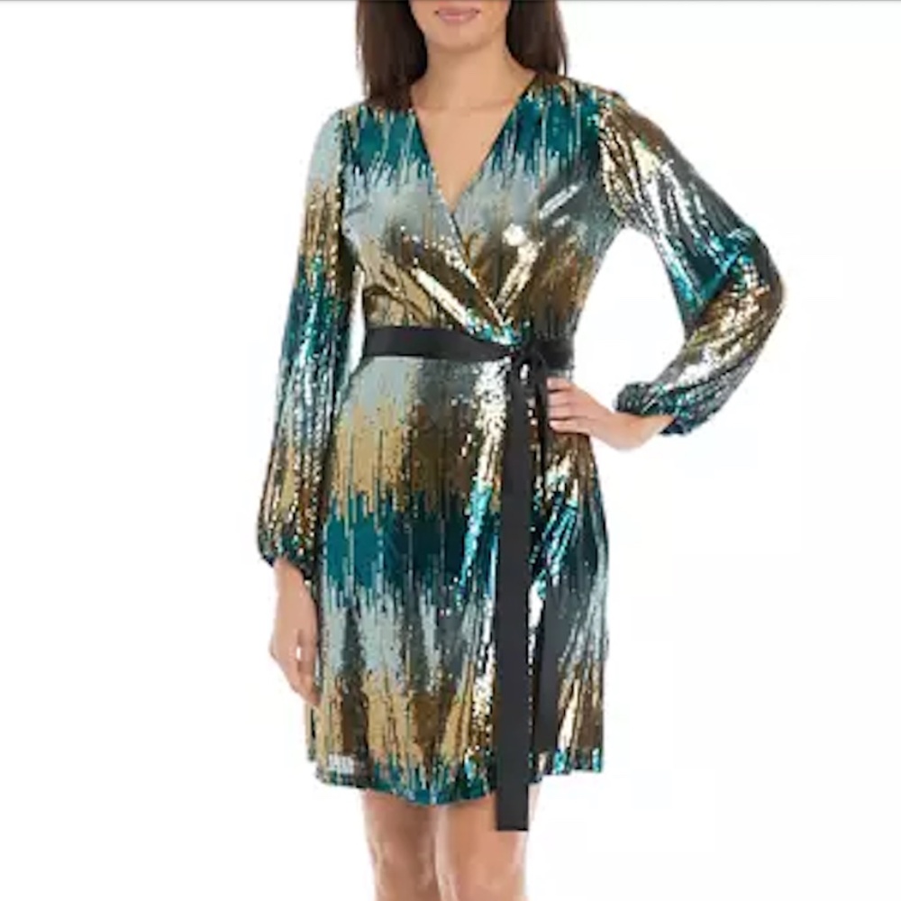NWT Gabby Skye Ombre Faux Wrap Dress